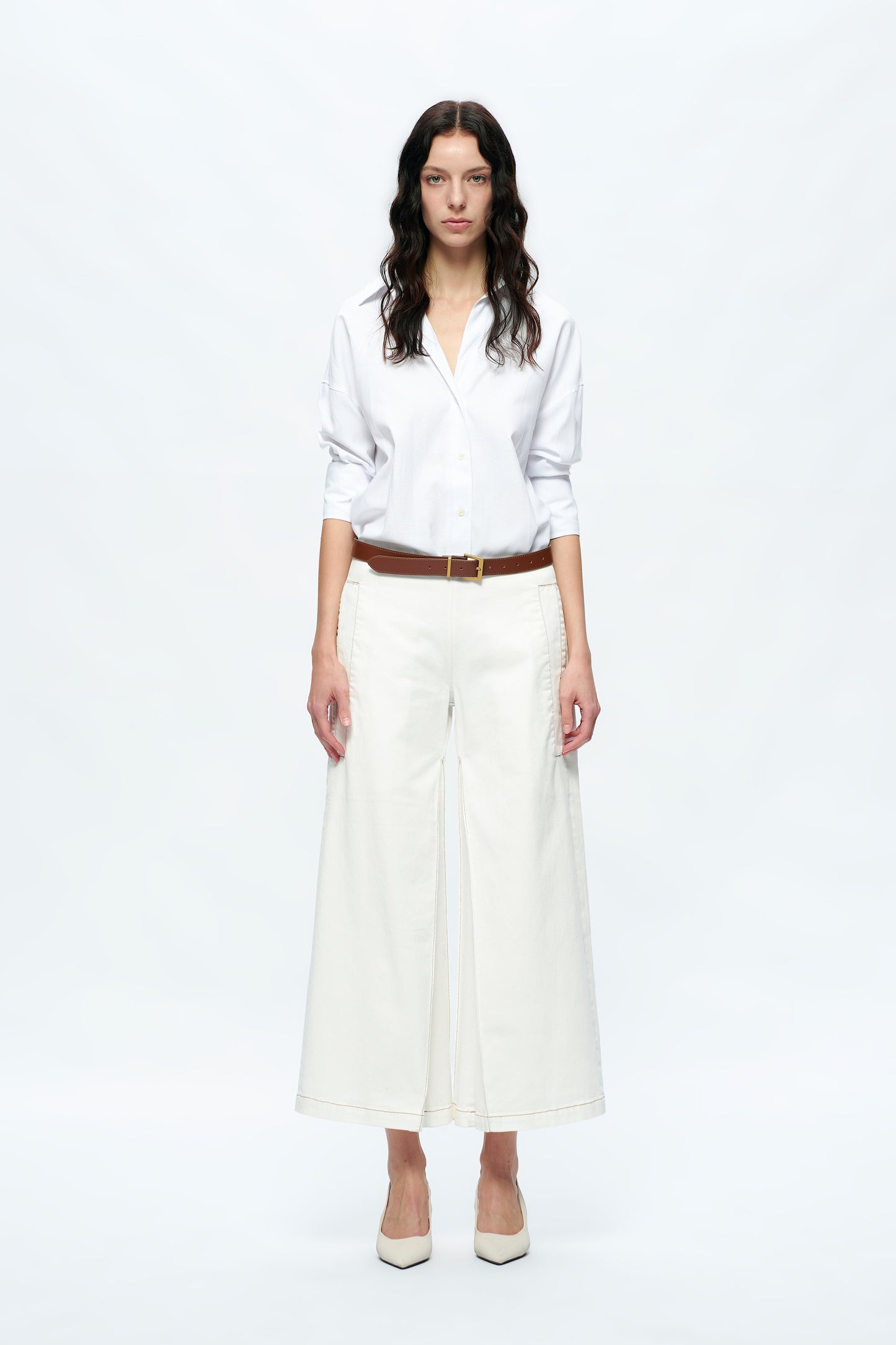 TIMOTHY LOW RISE RELAX WIDE LEG TROUSERS BYMD001 (BYMJ120) CREAM