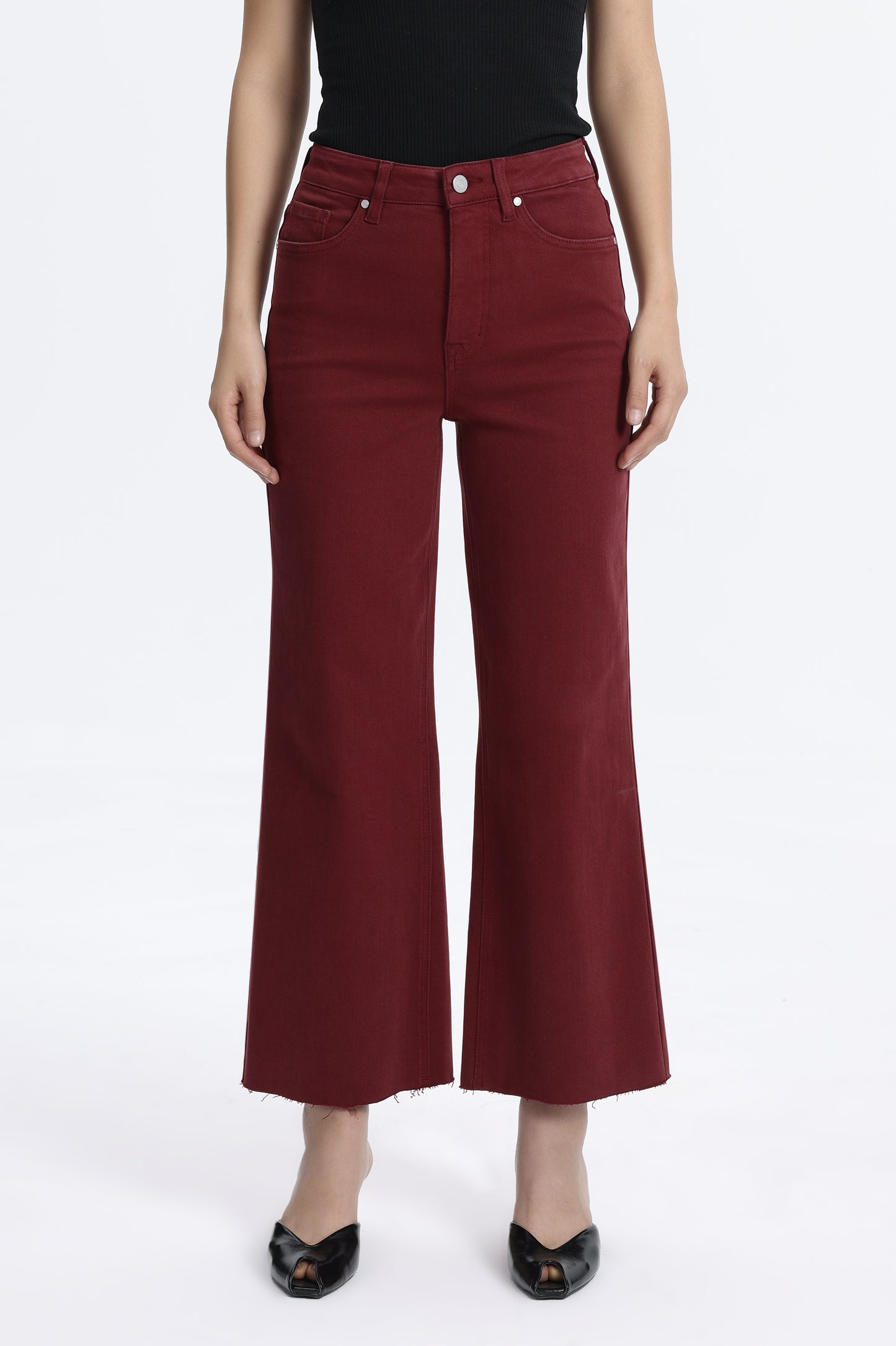 HIGH RISE WIDE LEG BYW8015 CRIMSON