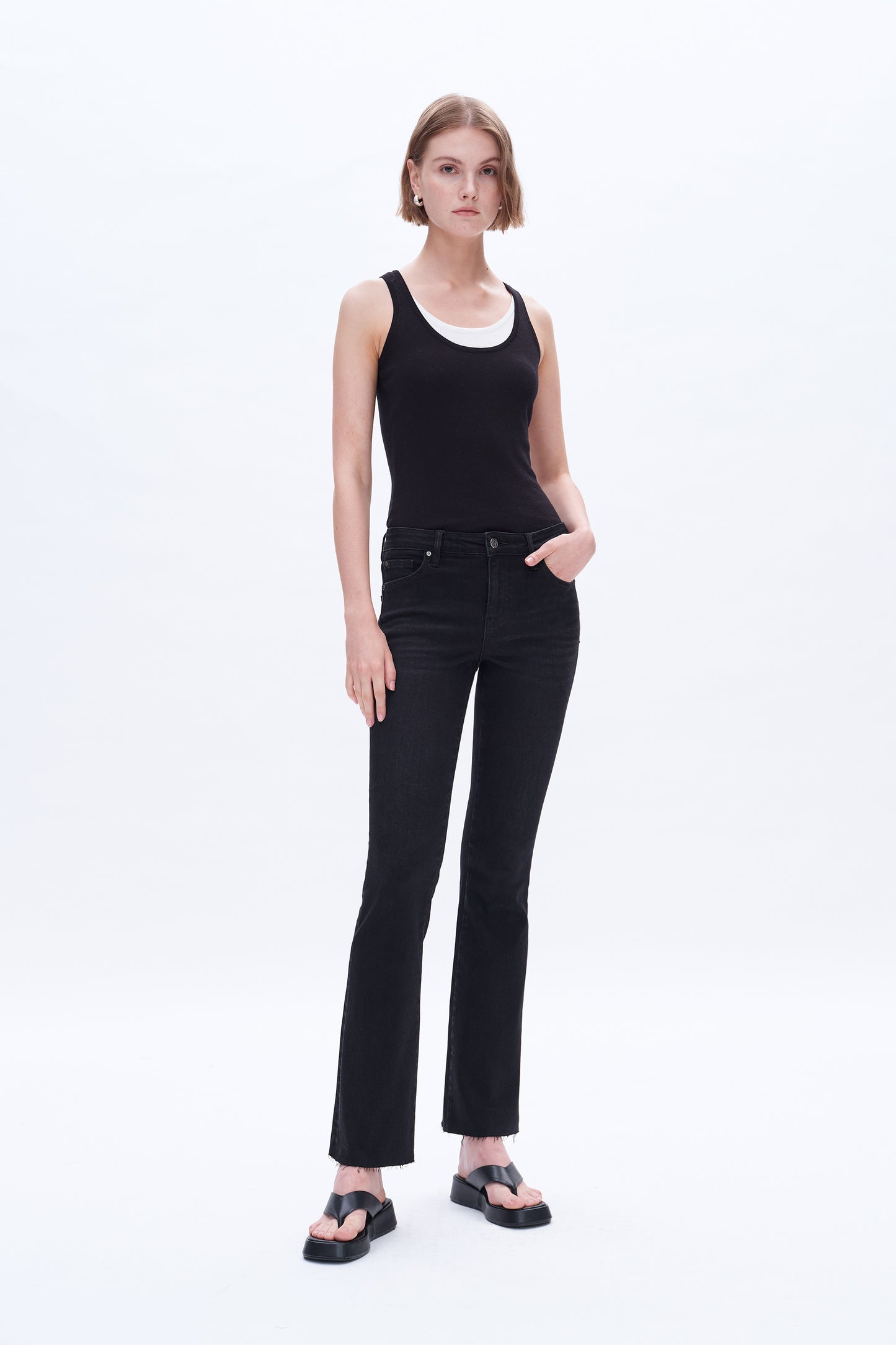 MID RISE BOOTCUT DENIM JEANS BYF1157 (BYMJ170) BLACK