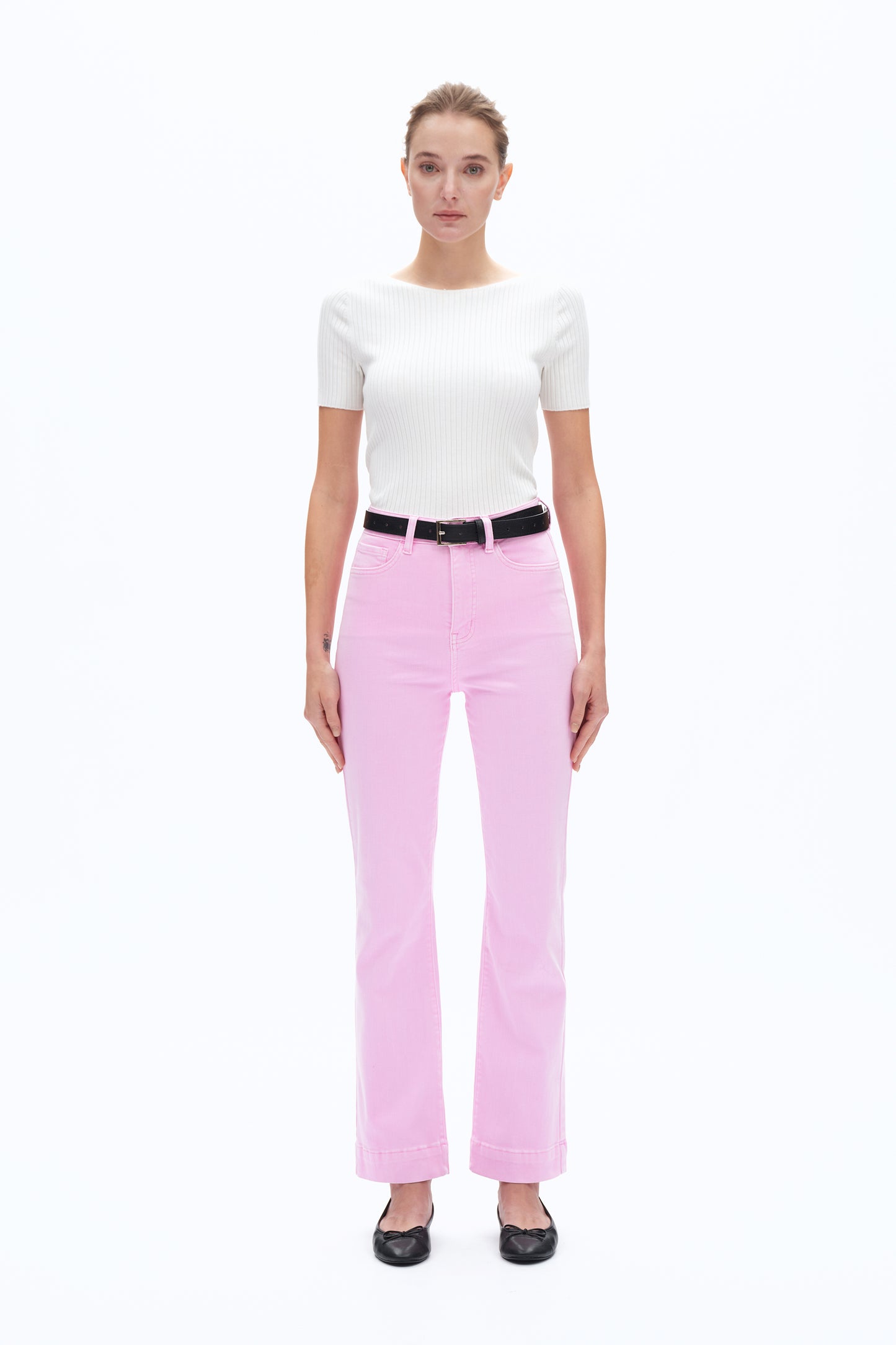 SUPER HIGH RISE BOOTCUT PANTS BYF1173 (BYHE324) PINK LADY