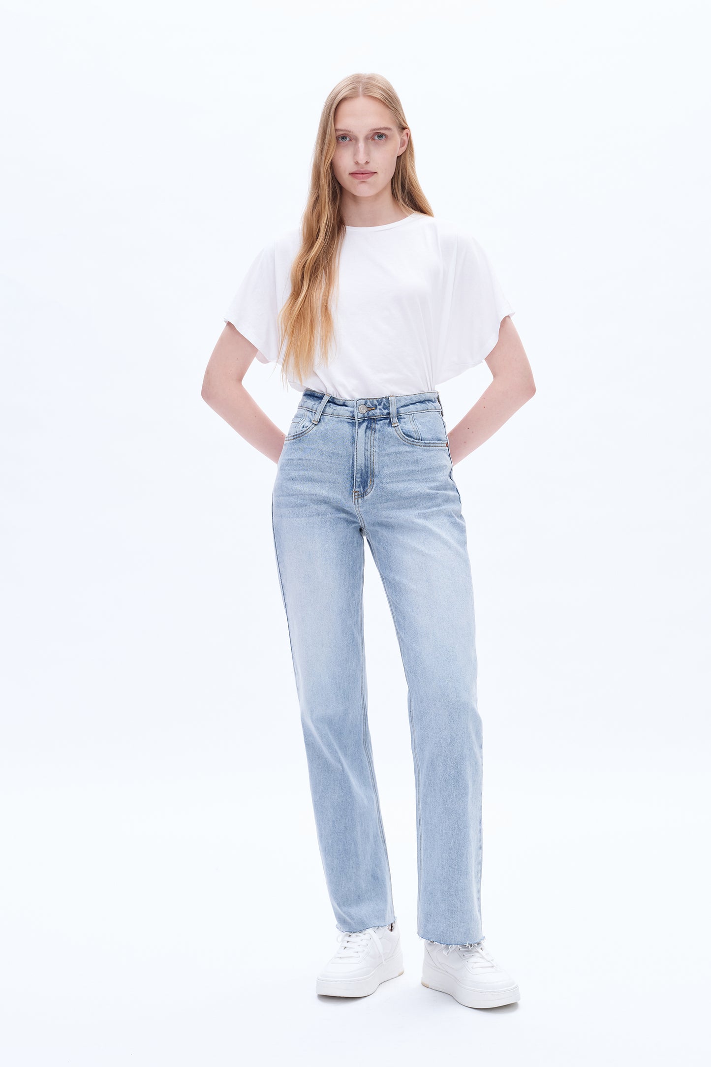 HIGH RISE WIDE LEG JEANS BYW8066 GLACIER