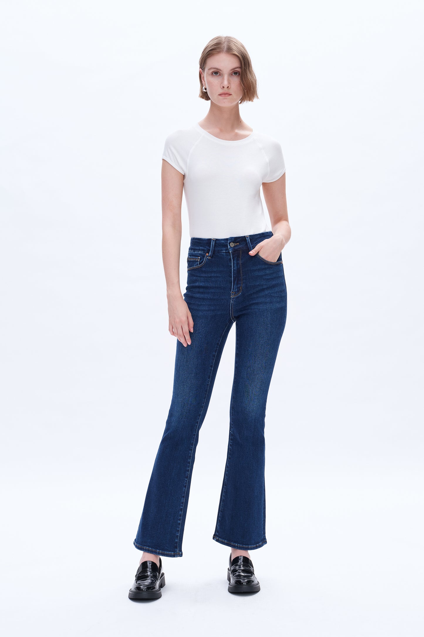 HIGH RISE BOOTCUT JEANS BYF1122 (BYHE008) DEEP SEA