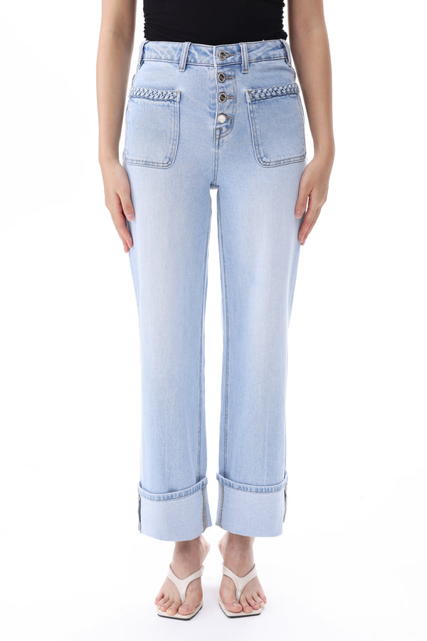HONG KONG SUPER HIGH RISE STRAIGHT ANKLE CUFFED JEANS BYT5364