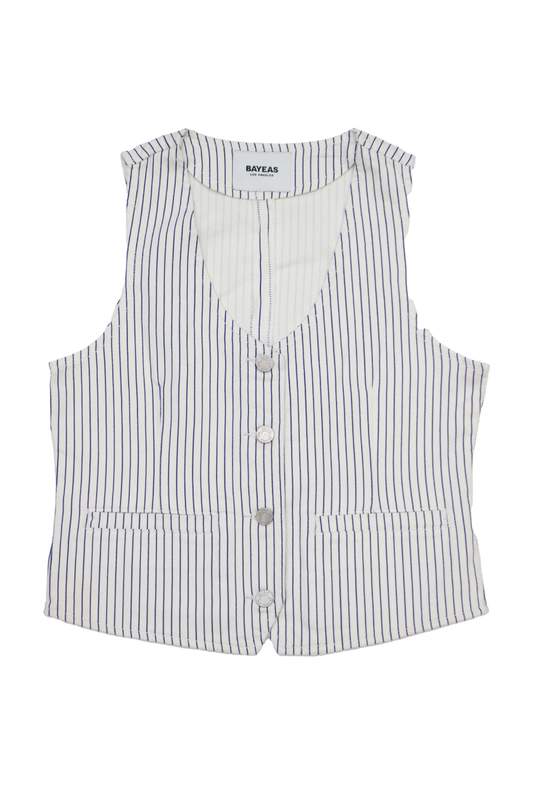 COZY STRIPED VEST BYV4002 (BYMJ223) WHITE/BLUE STRIPES