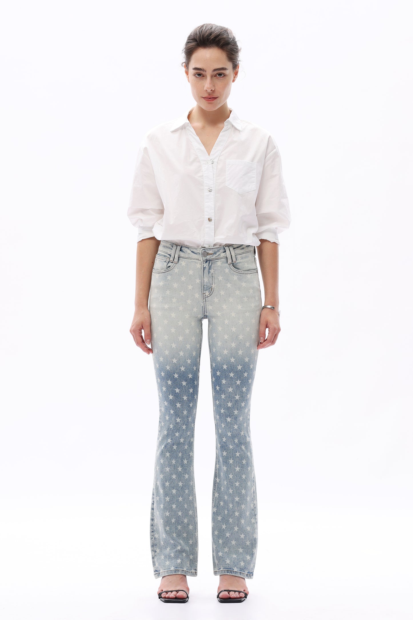 MID RISE BOOTCUT WITH STAR PRINT