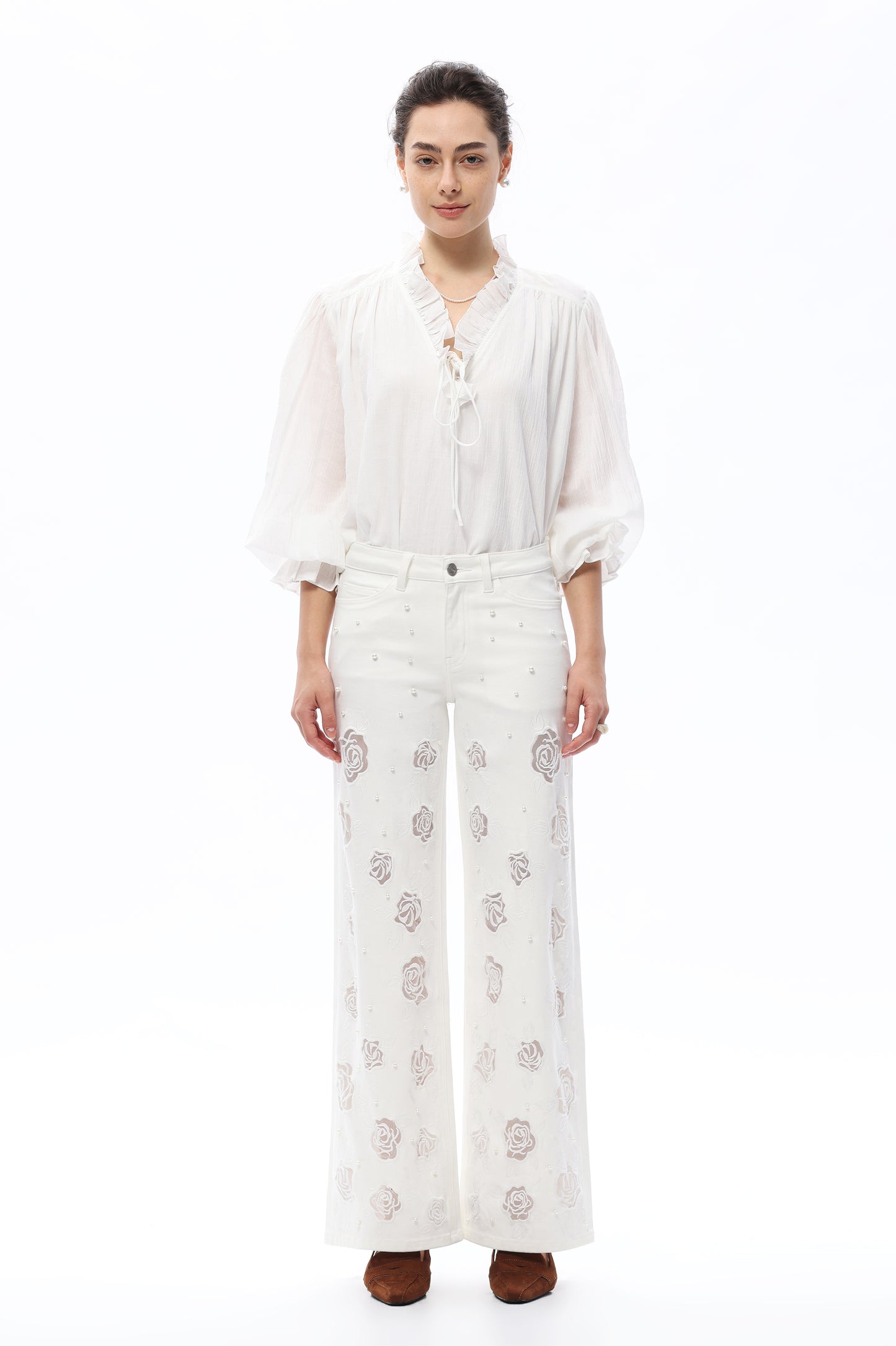 MID RISE WIDE LEG BYW8304 WHITE