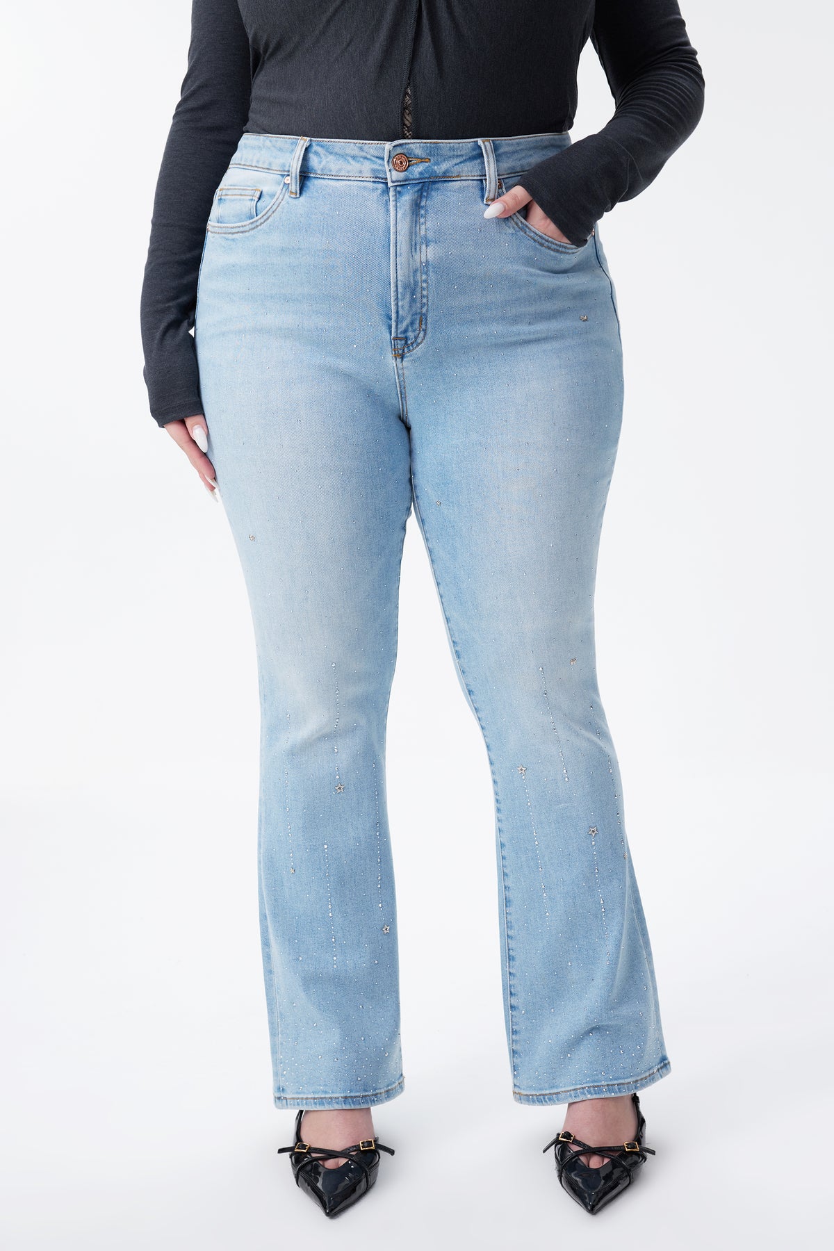 PLUS HIGH RISE BOOTCUT DENIM JEANS