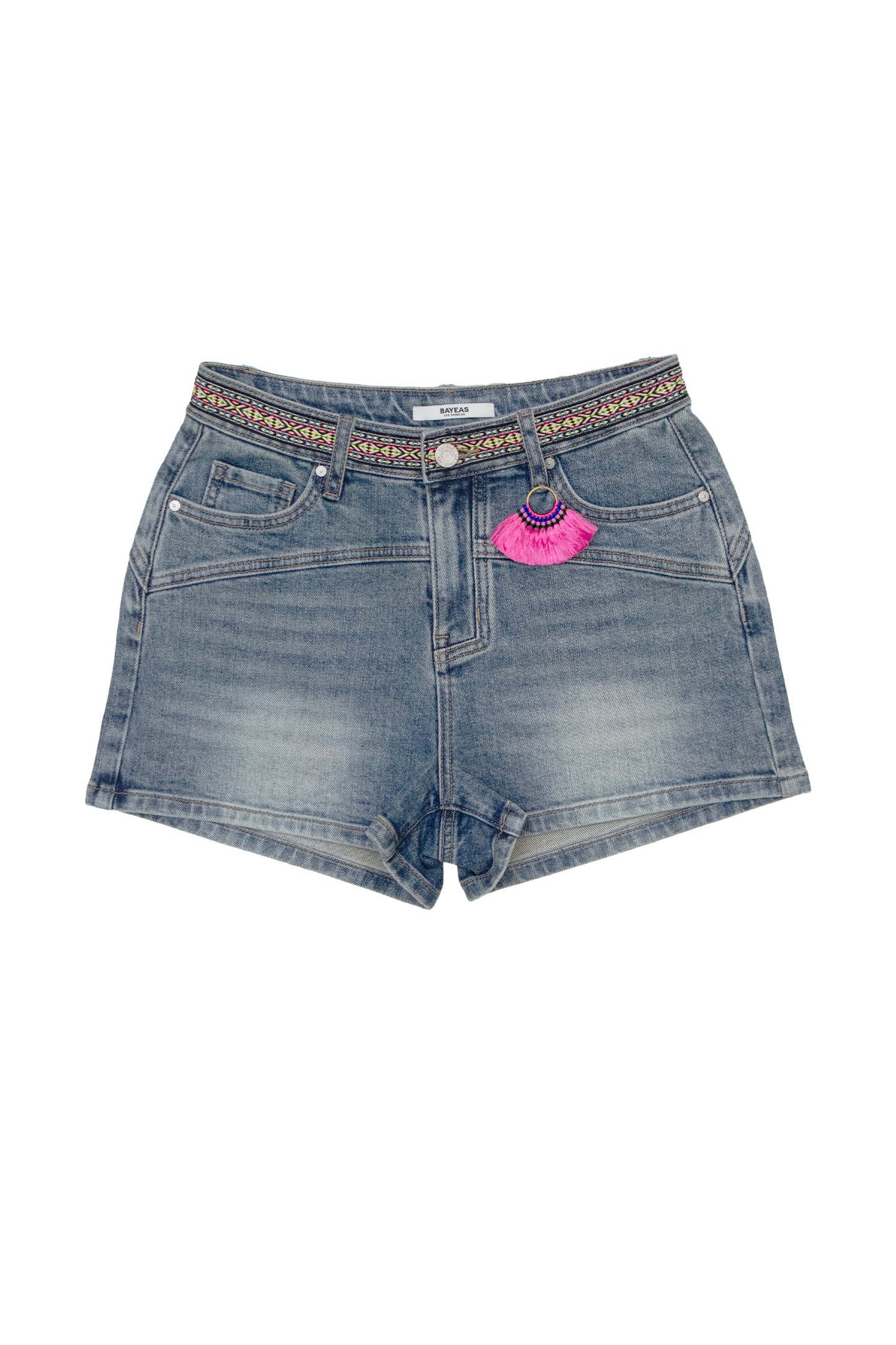 MID RISE DROP CROTCH DENIM SHORTS BYH6138 (DJFGM012) MEDIUM BLUE
