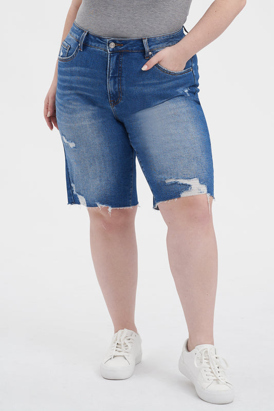 PLUS HIGH RISE BERMUDA SHORTS