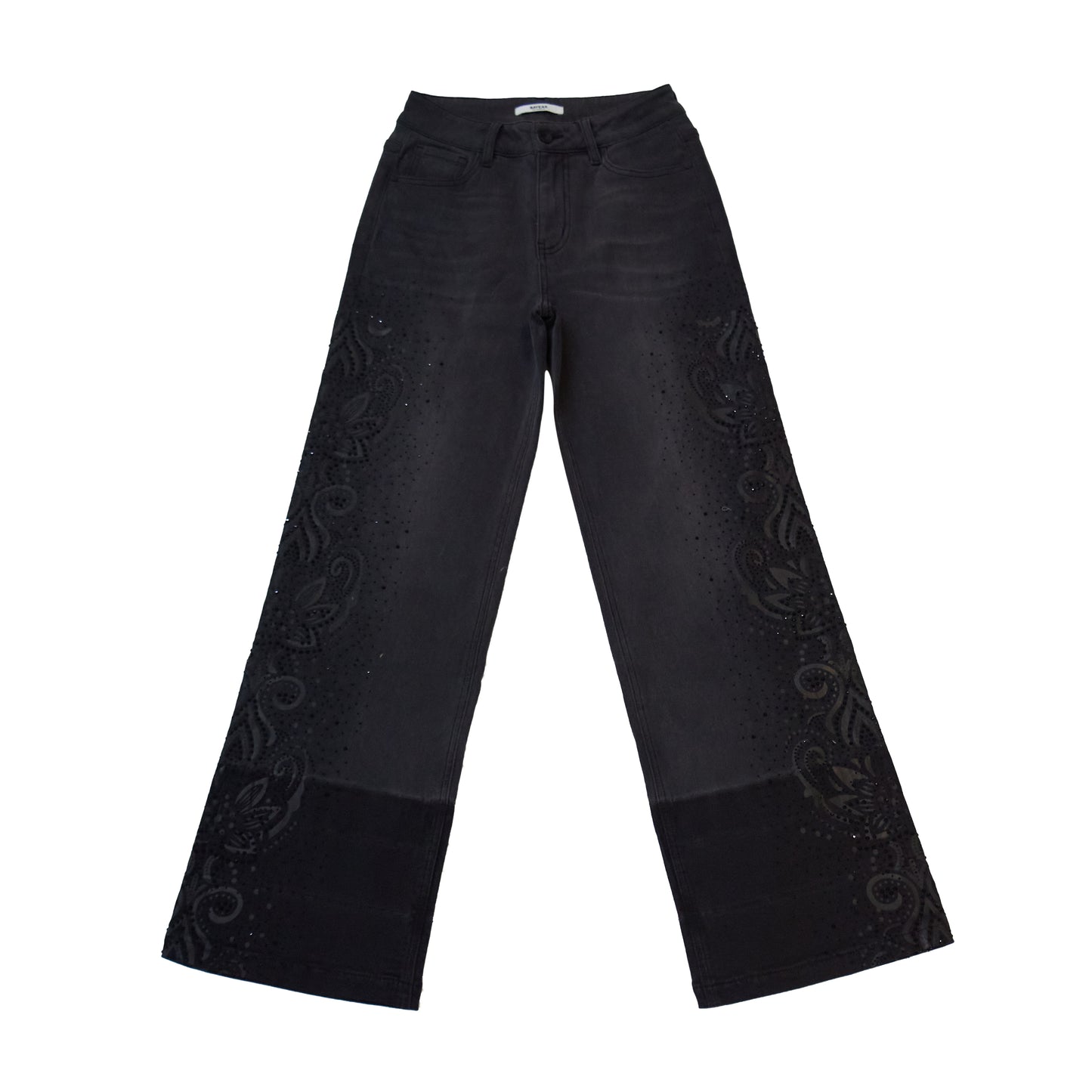 HIGH RISE WIDE LEG DENIM JEANS BYW8266 (BYWR011) BLACK