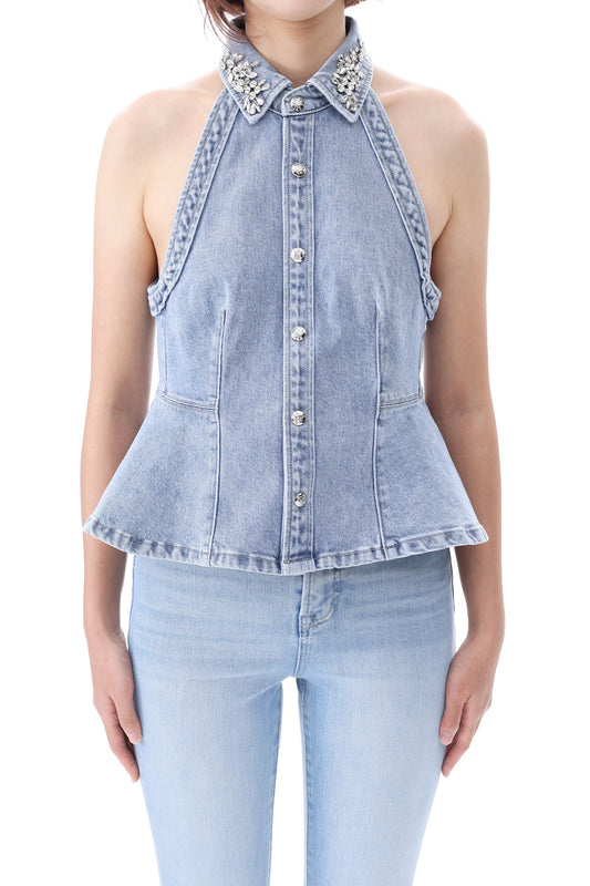 Halter Denim Vest BYV4006