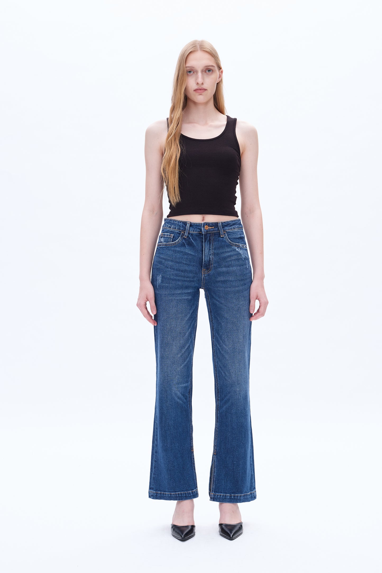 HIGH RISE STRAIGHT JEANS WITH SLIT BYT5149 MIRAGE