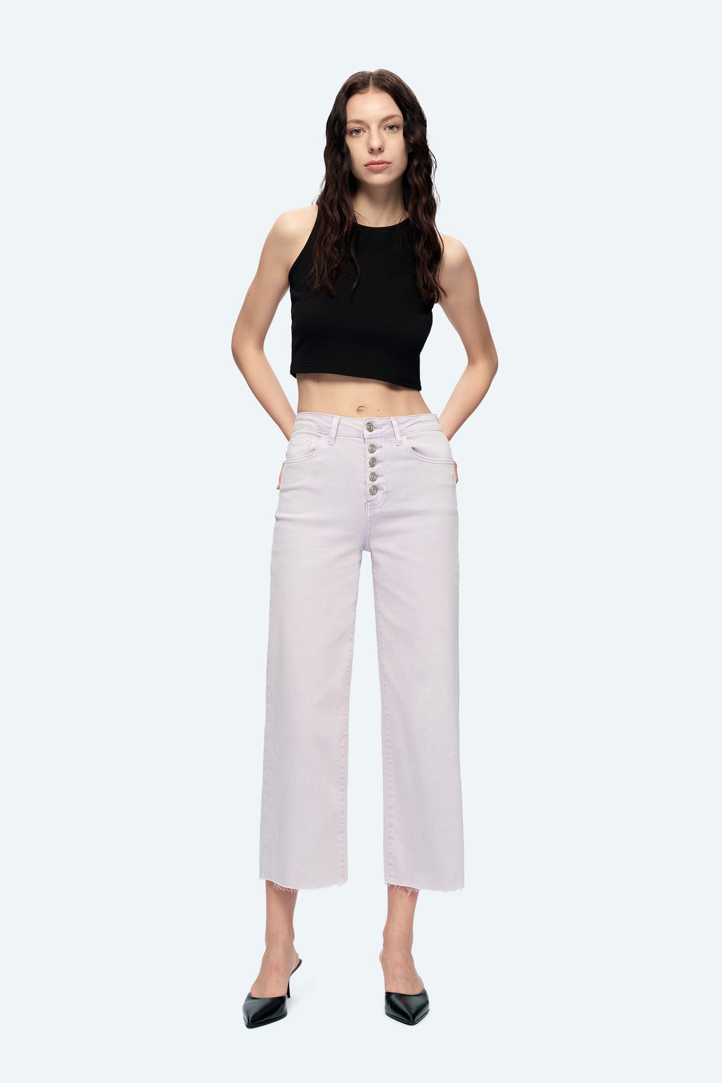 HIGH RISE WIDE LEG JEANS BYN003 ORCHID PETAL