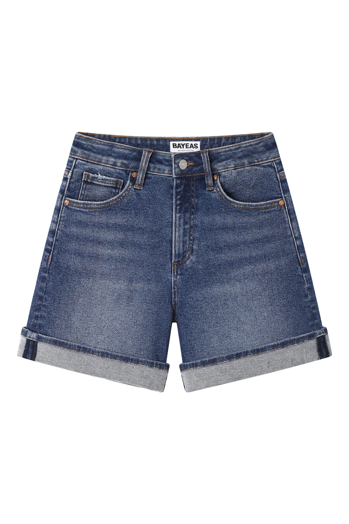 HIGH RISE DENIM SHORT WITH ROLLED CUFF BYH6122 (BYHE251) DARK BLUE