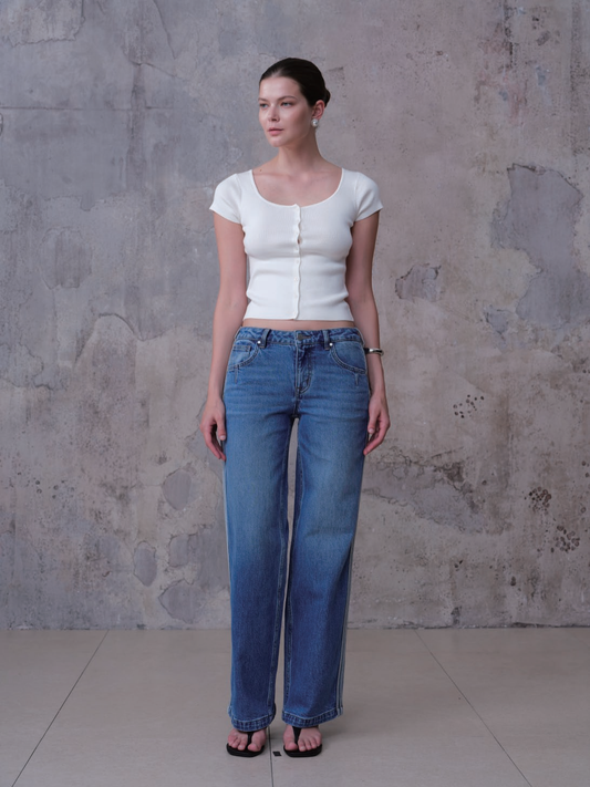NEW YORK MID RISE WIDE LEG FULL JEANS BYW8408