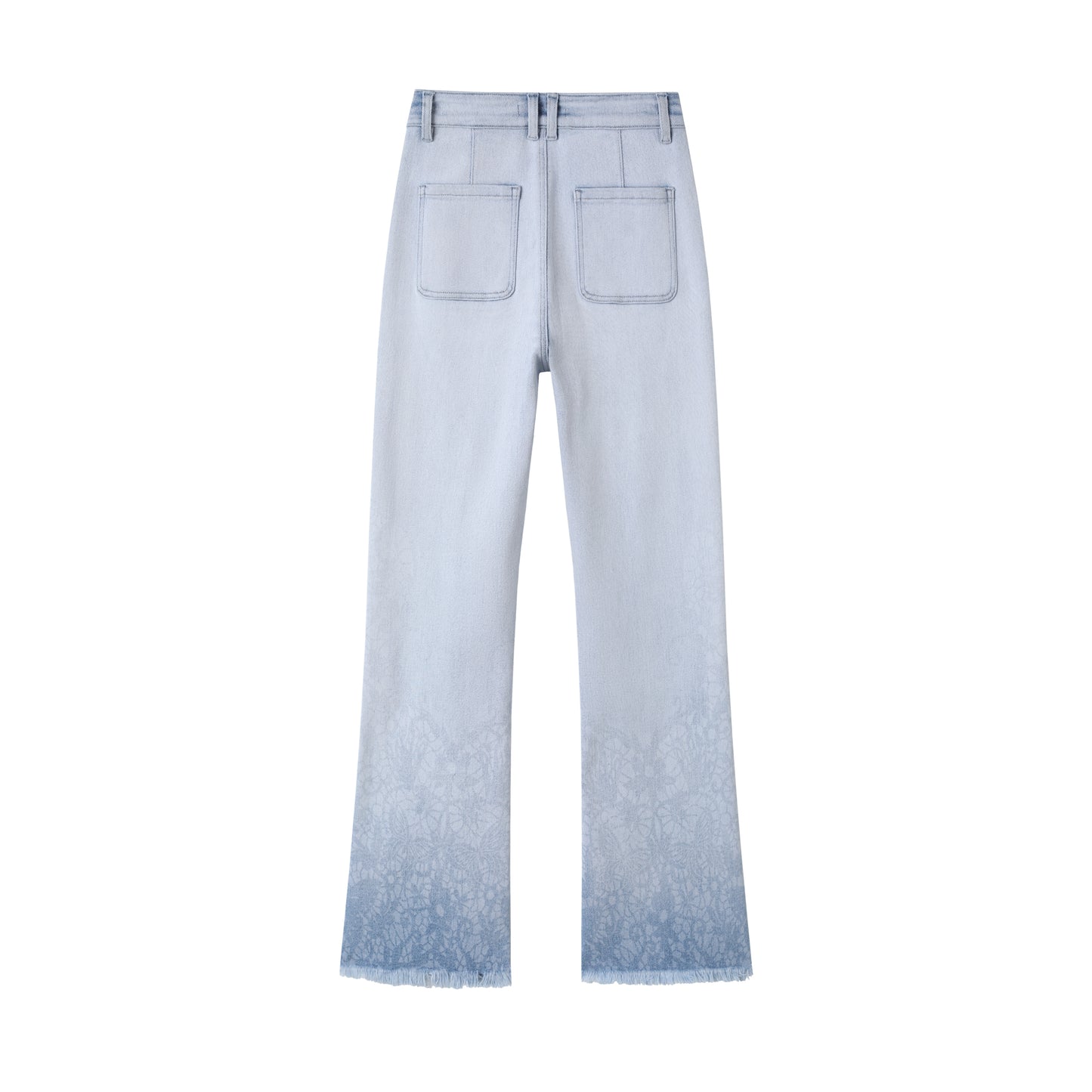 HIGH RISE LASER PRINTING FLARE LEG DENIM JEANS BYF1196 (BYMG006) LIGHT BLUE