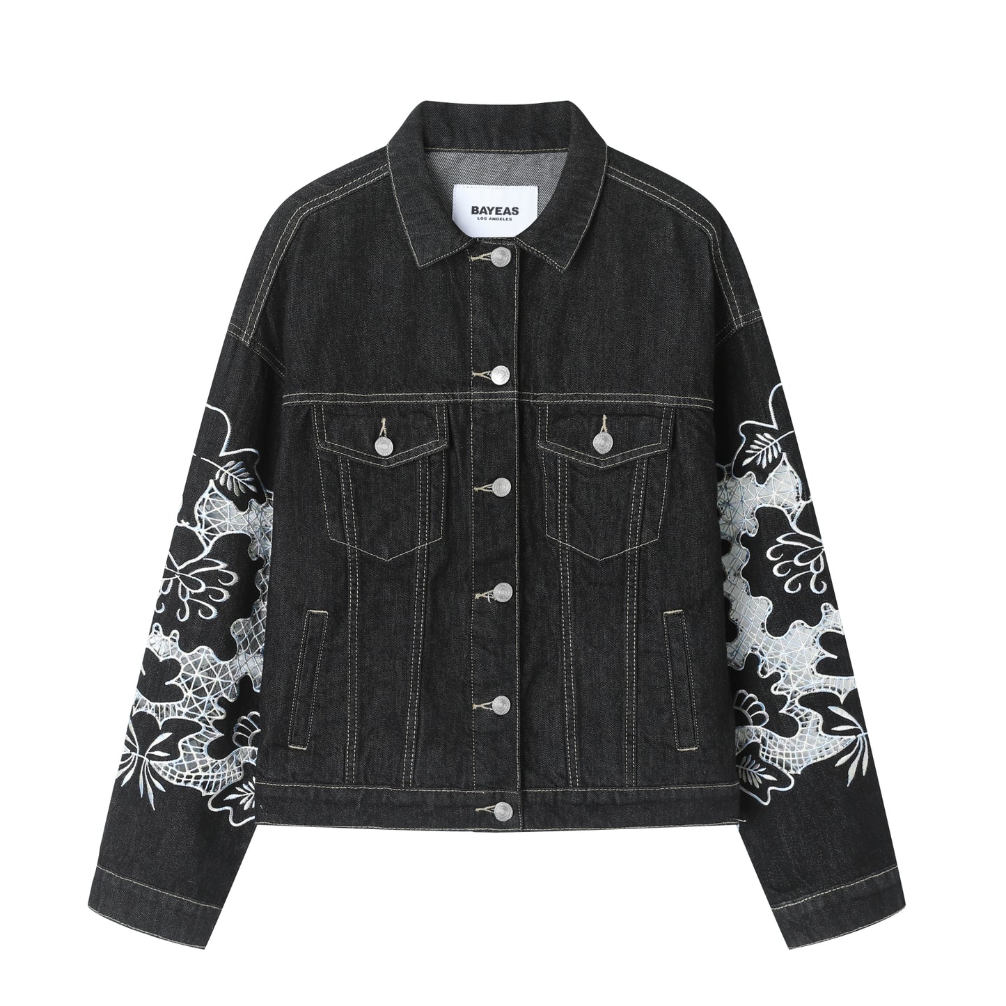 EMBROIDERED DENIM JACKETS BYJ9069 (BYMG021-1) BLACK