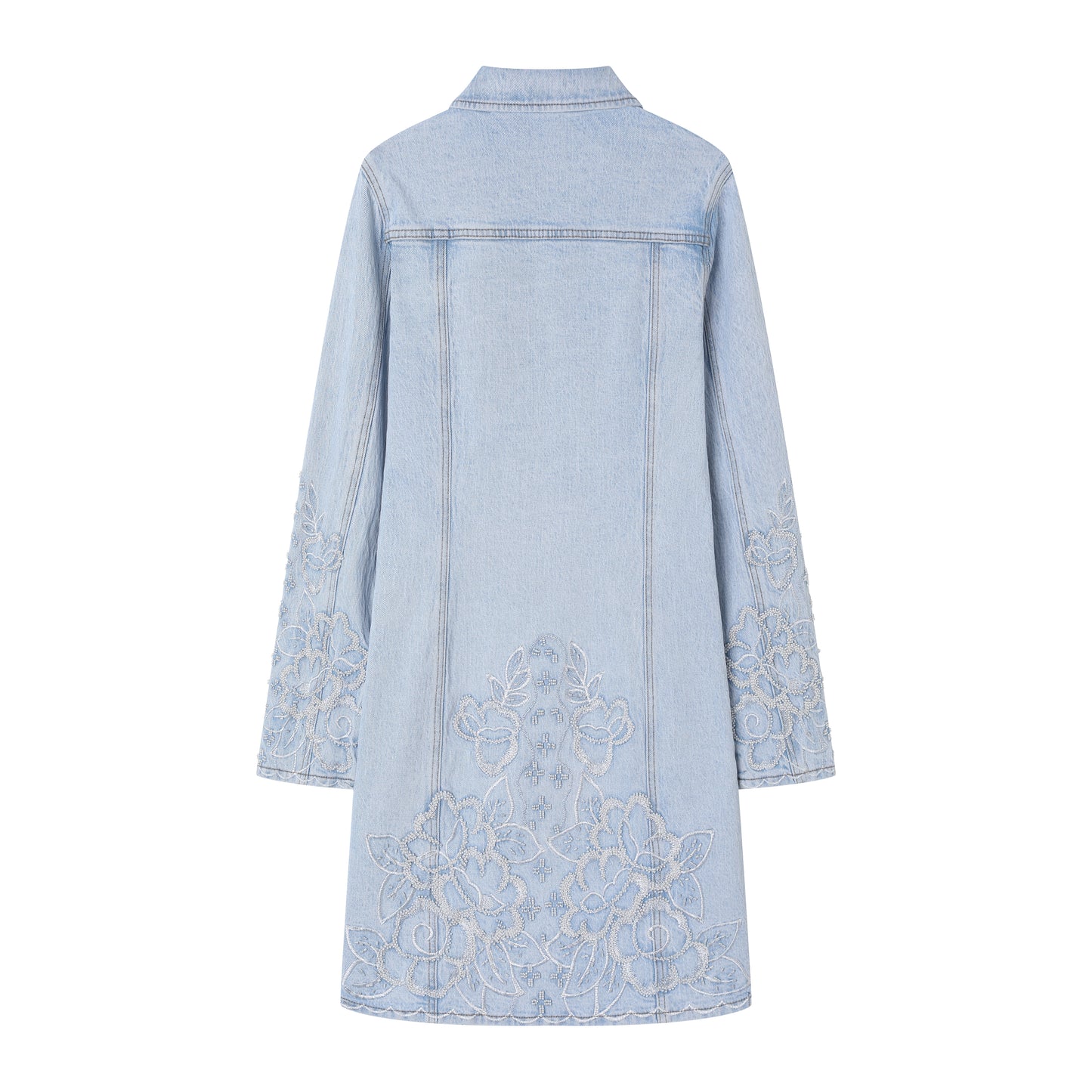 EMBROIDERED DENIM DRESS BYK7074 (BYMG018-1) LIGHT BLUE