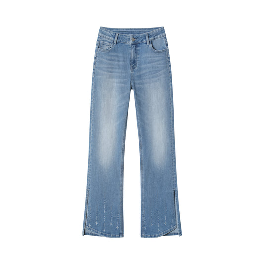 MID RISE FLARE LEG DENIM JEANS BYF1186 (BYQW002) LIGHT BLUE