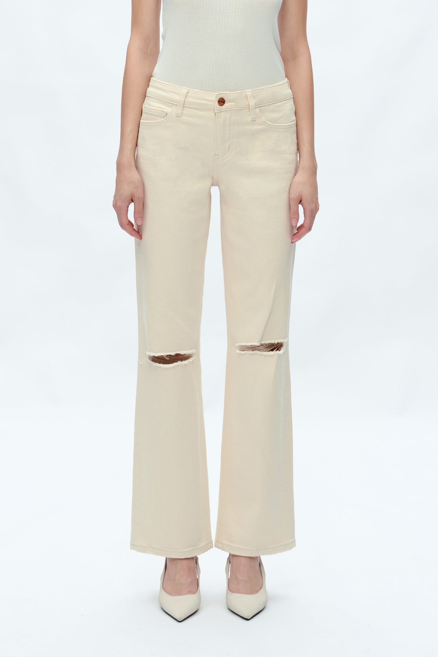 MID RISE STRAIGHT PANTS BYT5156 NATURAL