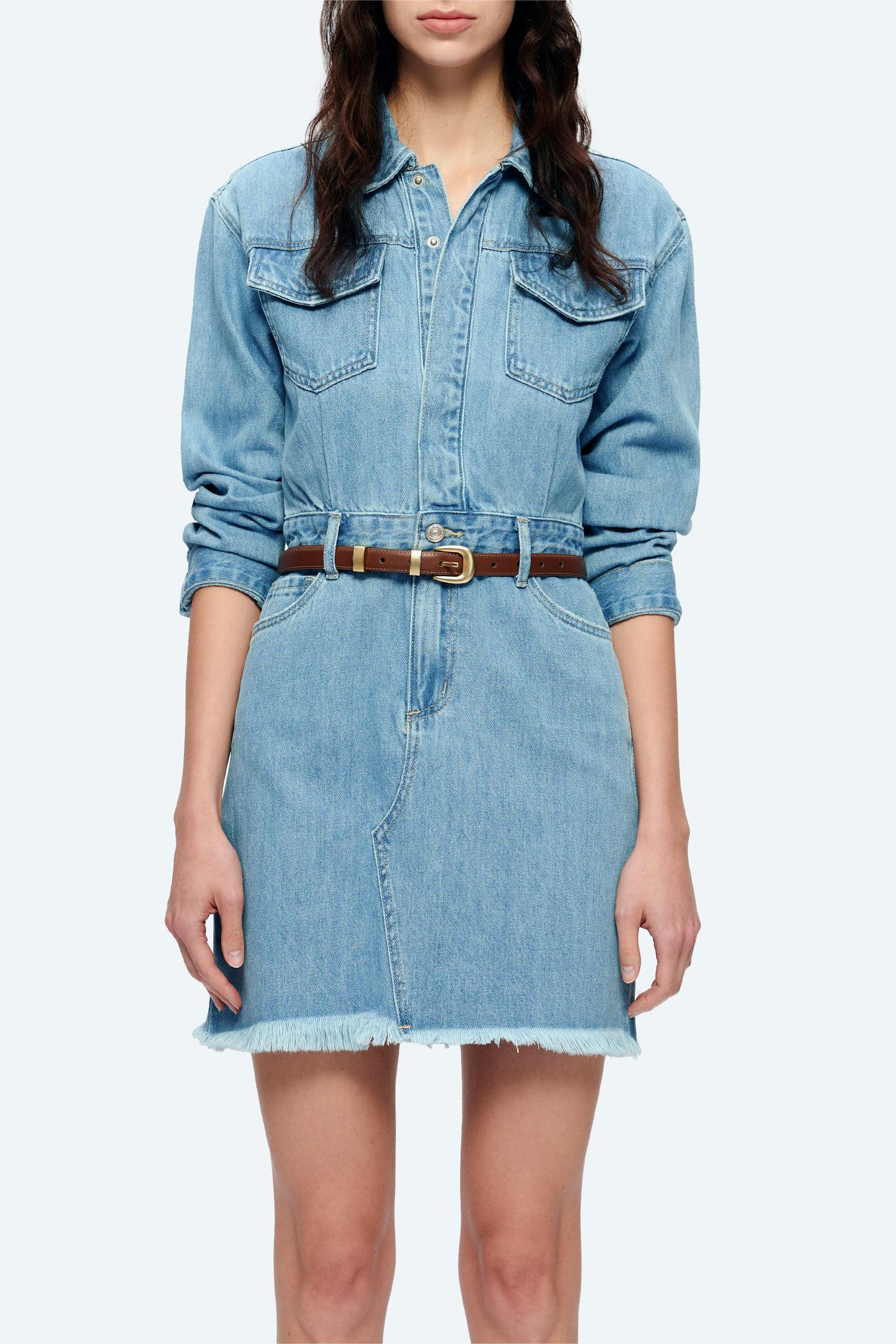 THE RESA DENIM SHIRT DRESS BYK7027 LIGHT BLUE