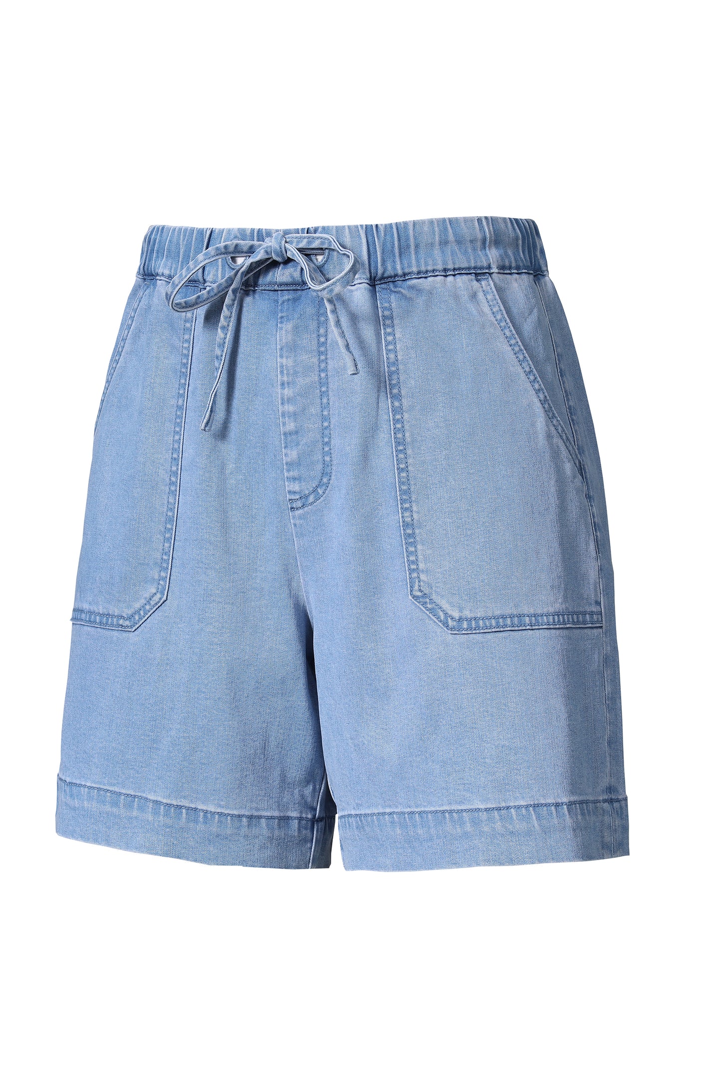 HIGH RISE RELAX DRAWSTRING DENIM SHORTS BYH6111 (BYMJ190) LIGHT BLUE