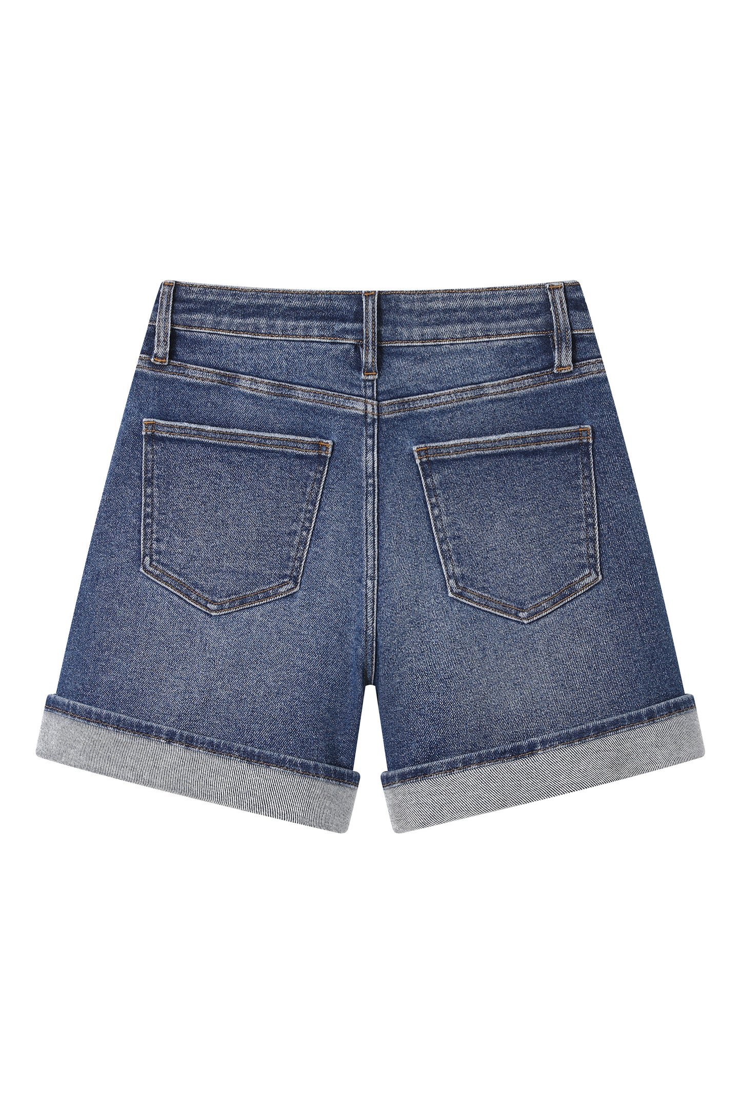 HIGH RISE DENIM SHORT WITH ROLLED CUFF BYH6122 (BYHE251) DARK BLUE