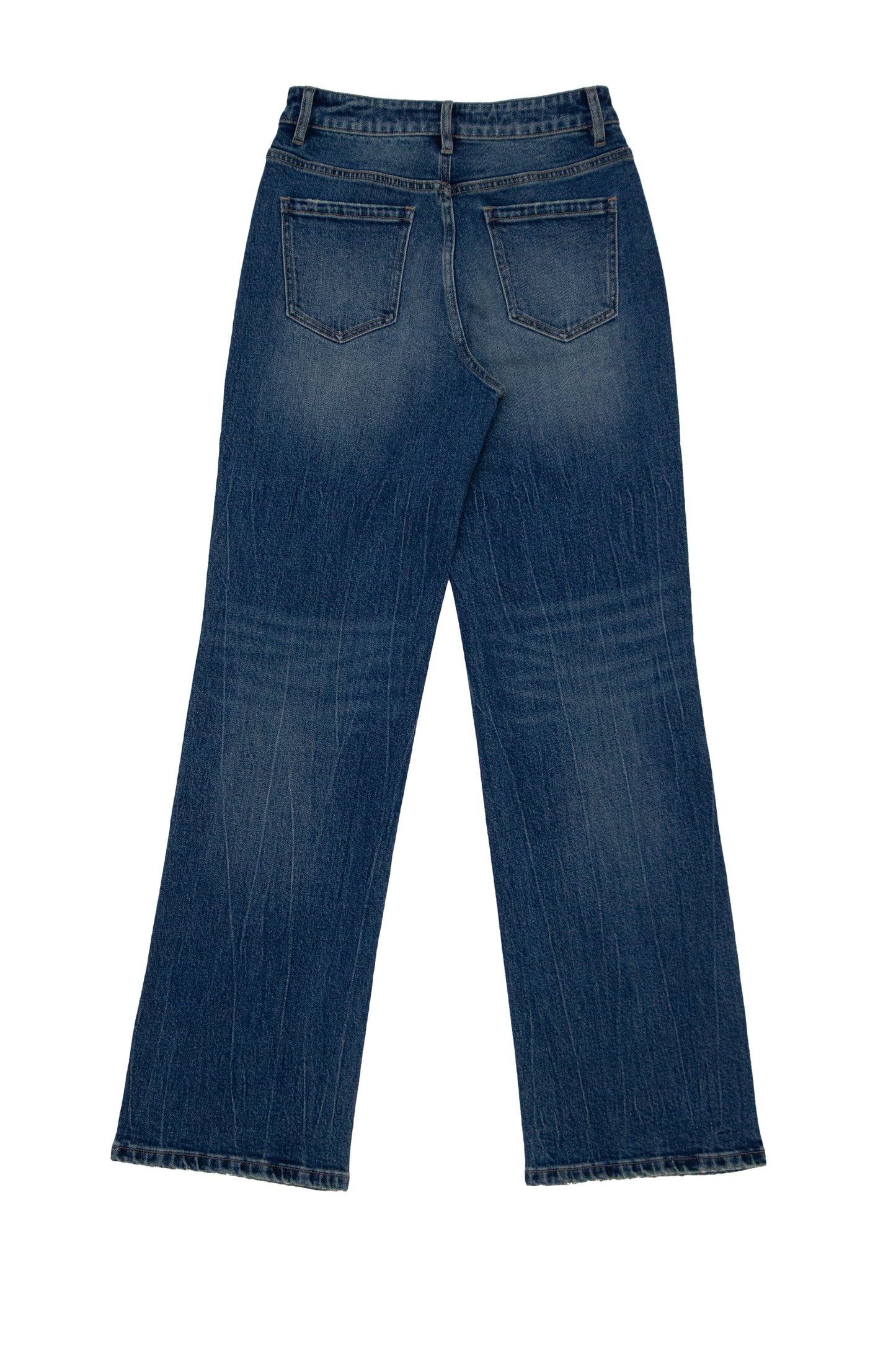 HIGH RISE RELAX STRAIGHT LEG DENIM JEANS BYT5255 (BYHE308) RETRO DARK BLUE