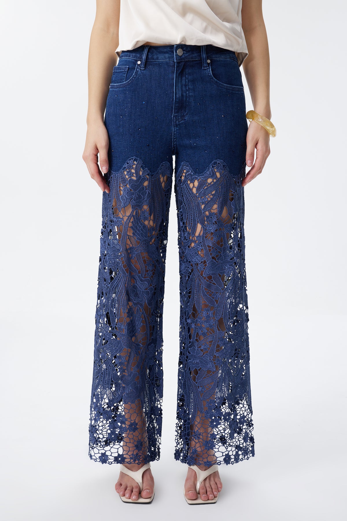 HIGH RISE LACE PANTS WITH RHINESTONE