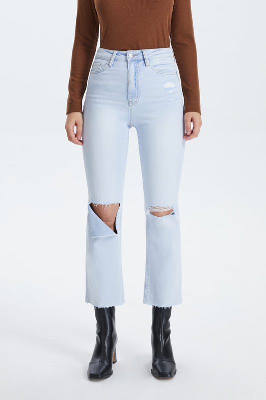 BELLA HIGH RISE CROPPED STRAIGHT JEANS BYT5194 (BYHE199) SKY BLUE