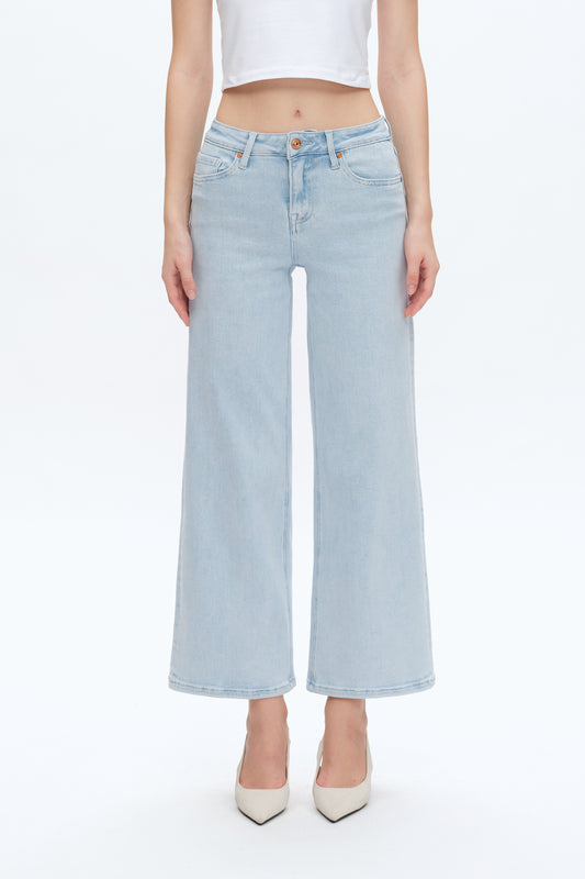 LISA MID RISE WIDE LEG JEANS BYW8140 (BYHE009) WATHET