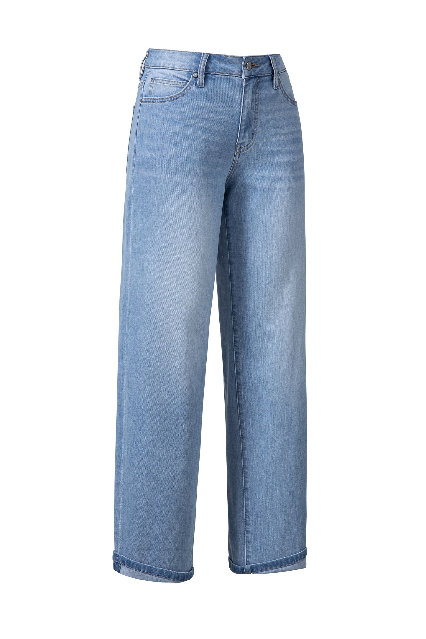 MID RISE ROLLED LEG BARREL DENIM JEANS BYOX006 (BYMJ147) LIGHT BLUE