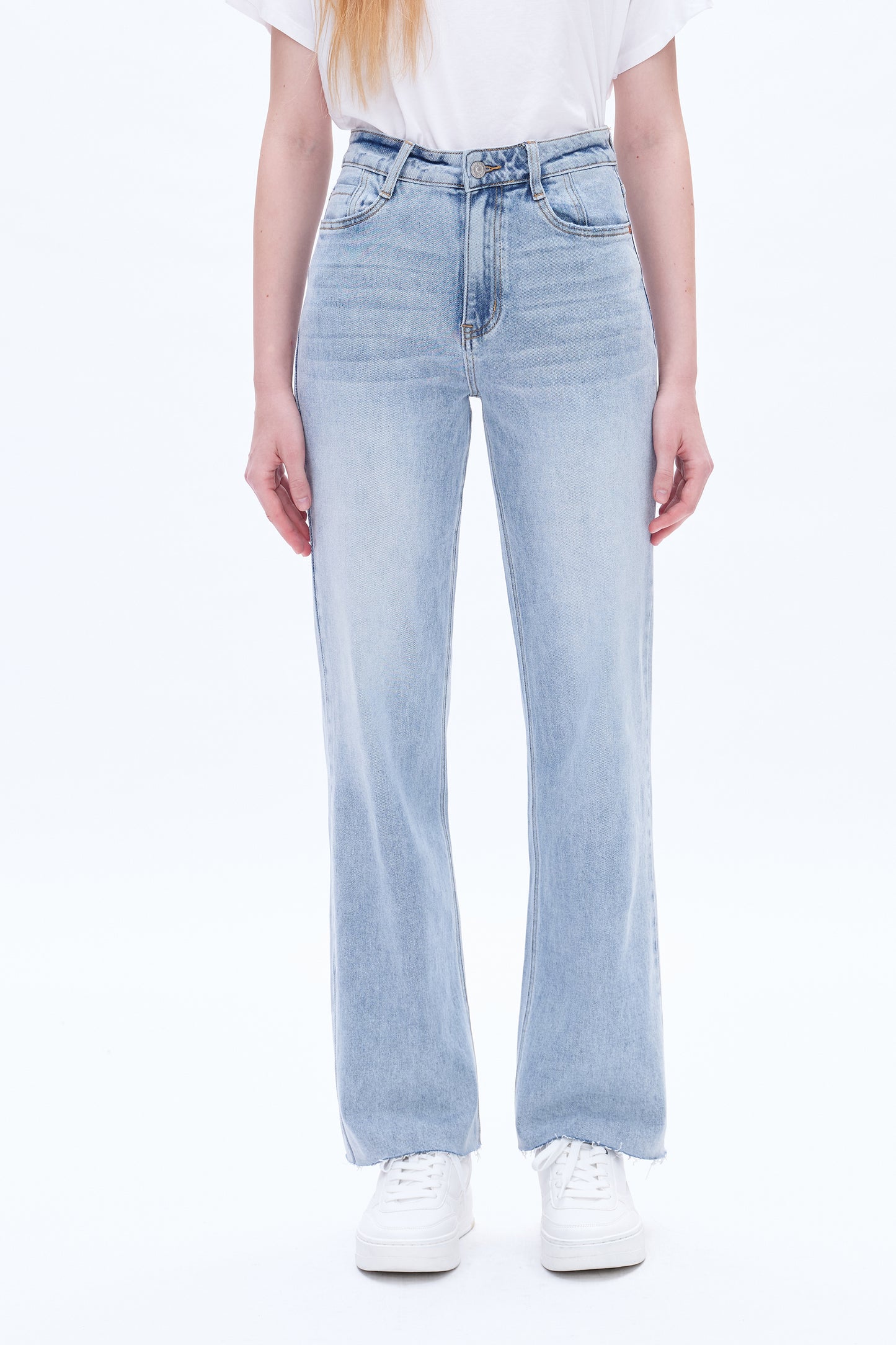 HIGH RISE WIDE LEG JEANS BYW8066 GLACIER