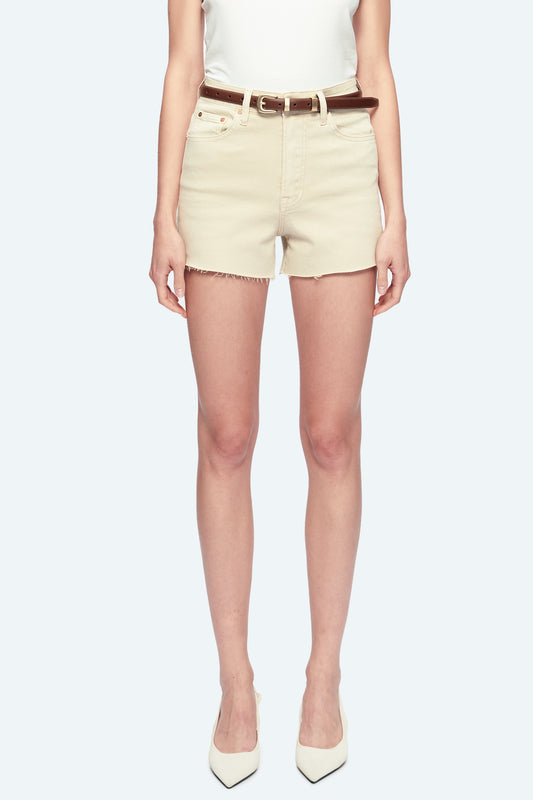 FLORA SUPER HIGH RISE SHORTS WITH RAW HEM BYH6084 (BYHE149) LIGHT KHAKI