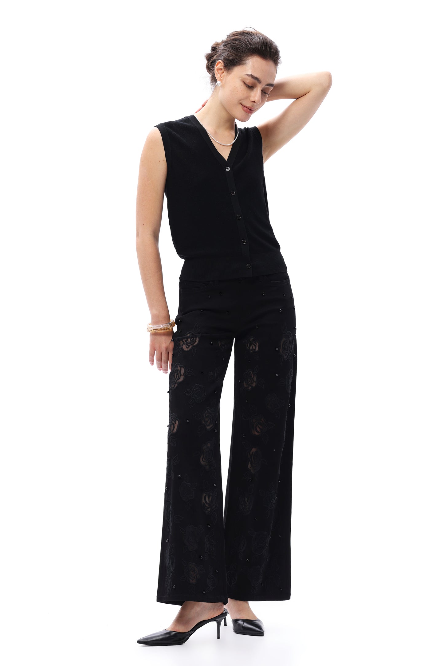 MID RISE WIDE LEG BYW8304 BLACK