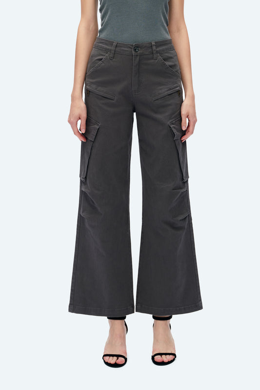 FANNY HIGH RISE CARGO WIDE LEG PANTS BYW8150 (BYT5166) GRAY