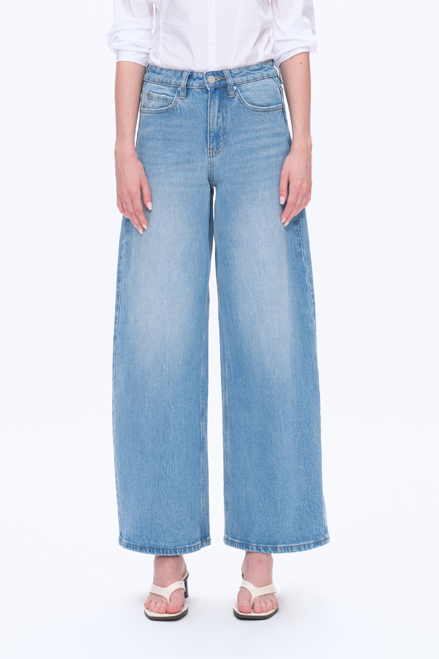 DAISY HIGH RISE WIDE LEG DENIM JEANS BYW8155 (BYGG008) LIGHT BLUE