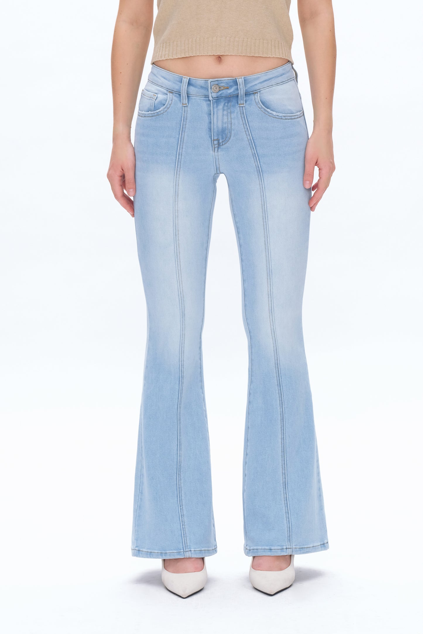 JULIA MID RISE FLARE LEG DENIM JEANS BYF1141 (BYMJ105) LIGHT BLUE