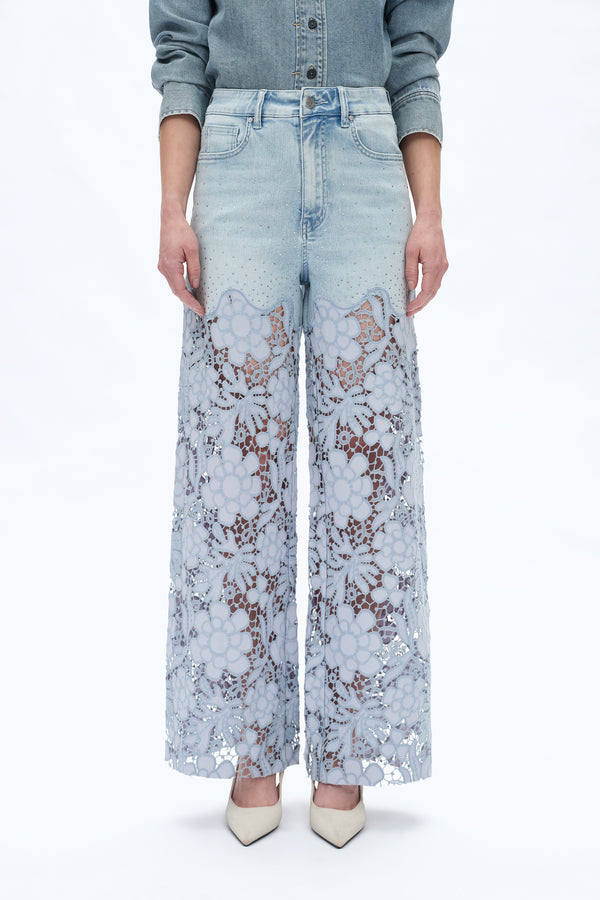 SUPER HIGH RISE LACE WIDE LEG