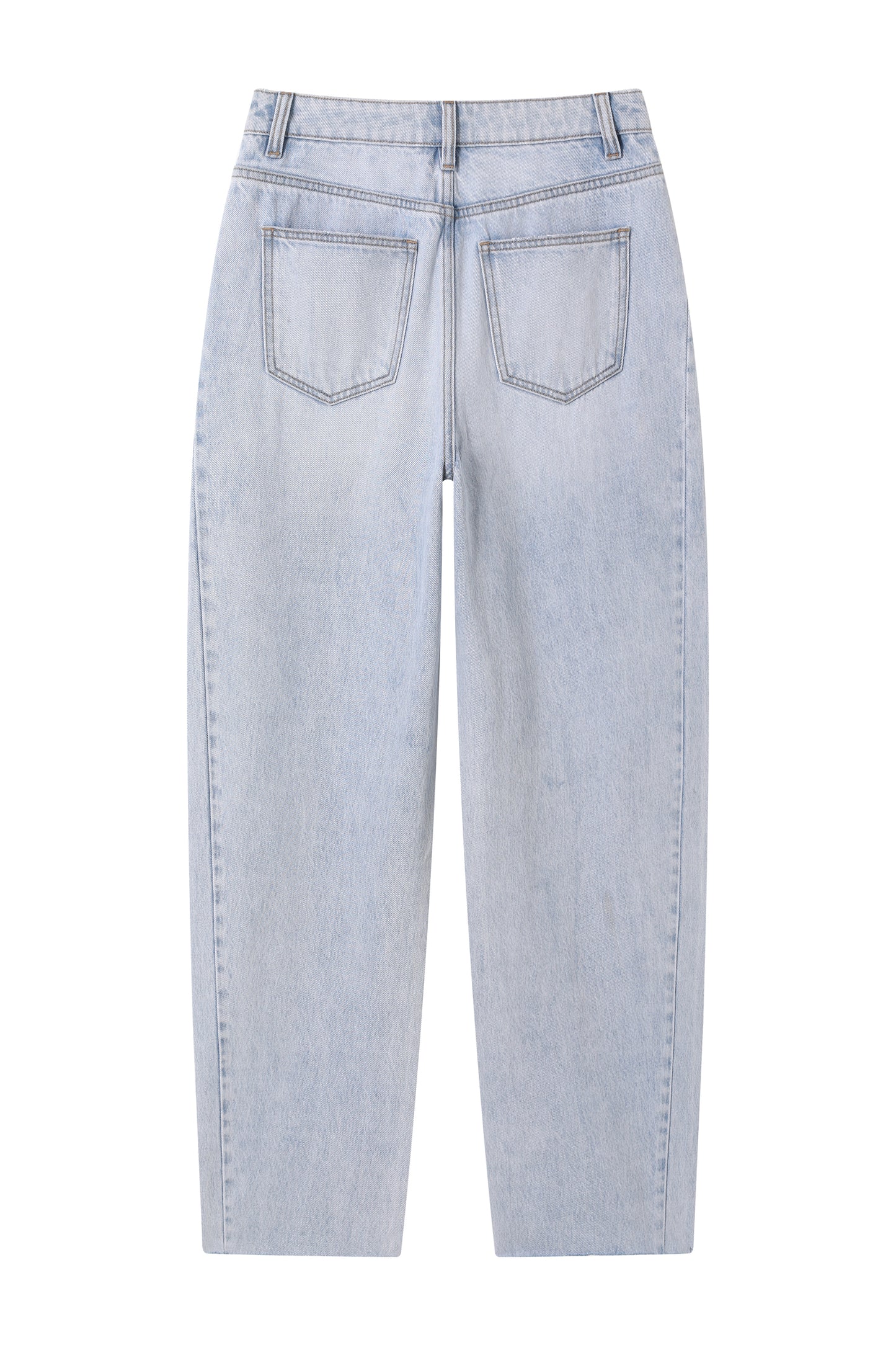 SUPER HIGH RISE PIECED BARREL LEG DENIM JEANS BYOX011 (BYHE240) LIGHT BLUE