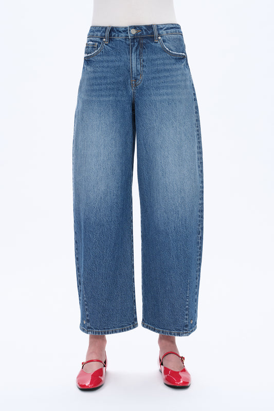 MID RISE BALLOON DENIM JEANS BYOX004 (BYMJ194) MEDIUM BLUE