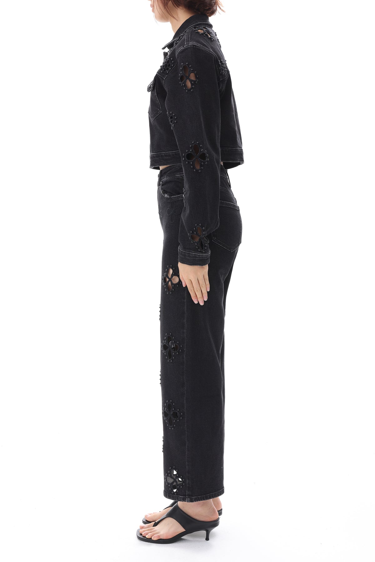 BOSTON CROPPED DENIM JACKET BYJ9078 BLACK