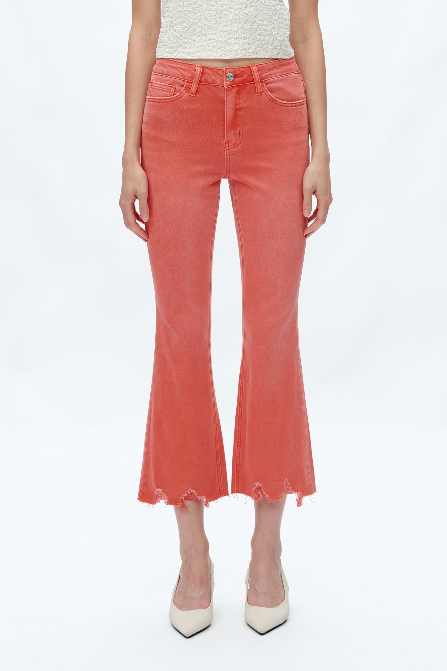 ALICE MID RISE CROP FLARE JEANS BYF1102 TANGERINE TANGO