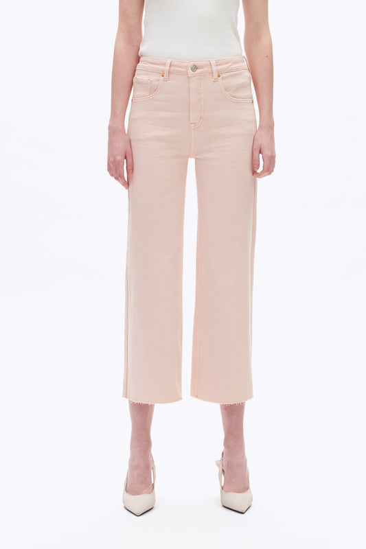 HIGH RISE WIDE LEG WITH RAW HEM PANTS BYW8015 PALE DOGWOOD