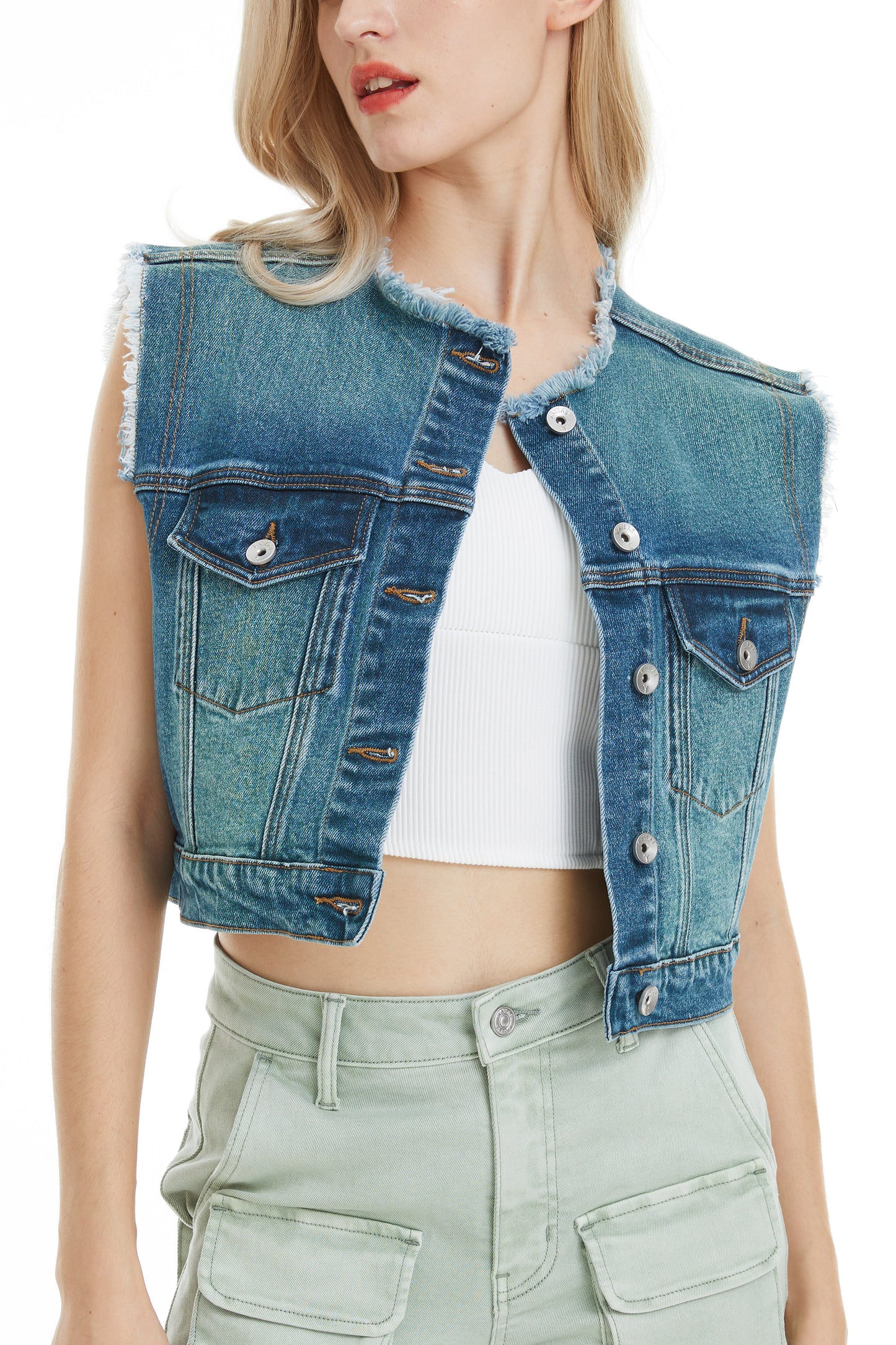 CASSIE DENIM VEST BYV4001 (BYLY013) TURKISH GREEN