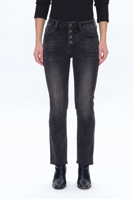 HIGH RISE SKINNY WITH BUTTON FLY BYS2125 BLACK STONE