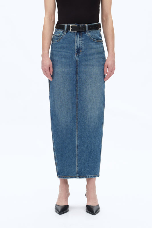 DENIM SKIRTS WITH SIDE SLIT BYK7060 (BYHE260) RETRO INDIGO BLUE