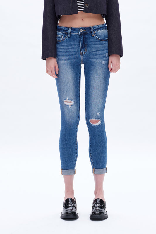 HIGH RISE SKINNY JEANS BYS2123 MEDIUM BLUE