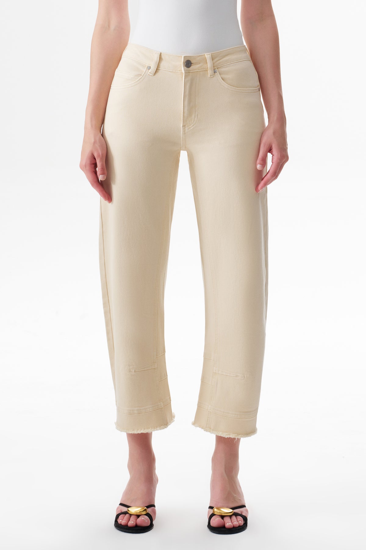 MID RISE BARREL LEG DENIM JEANS 27''