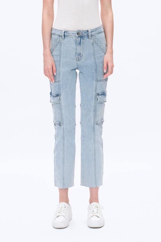 HIGH RISE STRAIGHT LEG DENIM JEANS BYT5037-A LIGHT BLUE